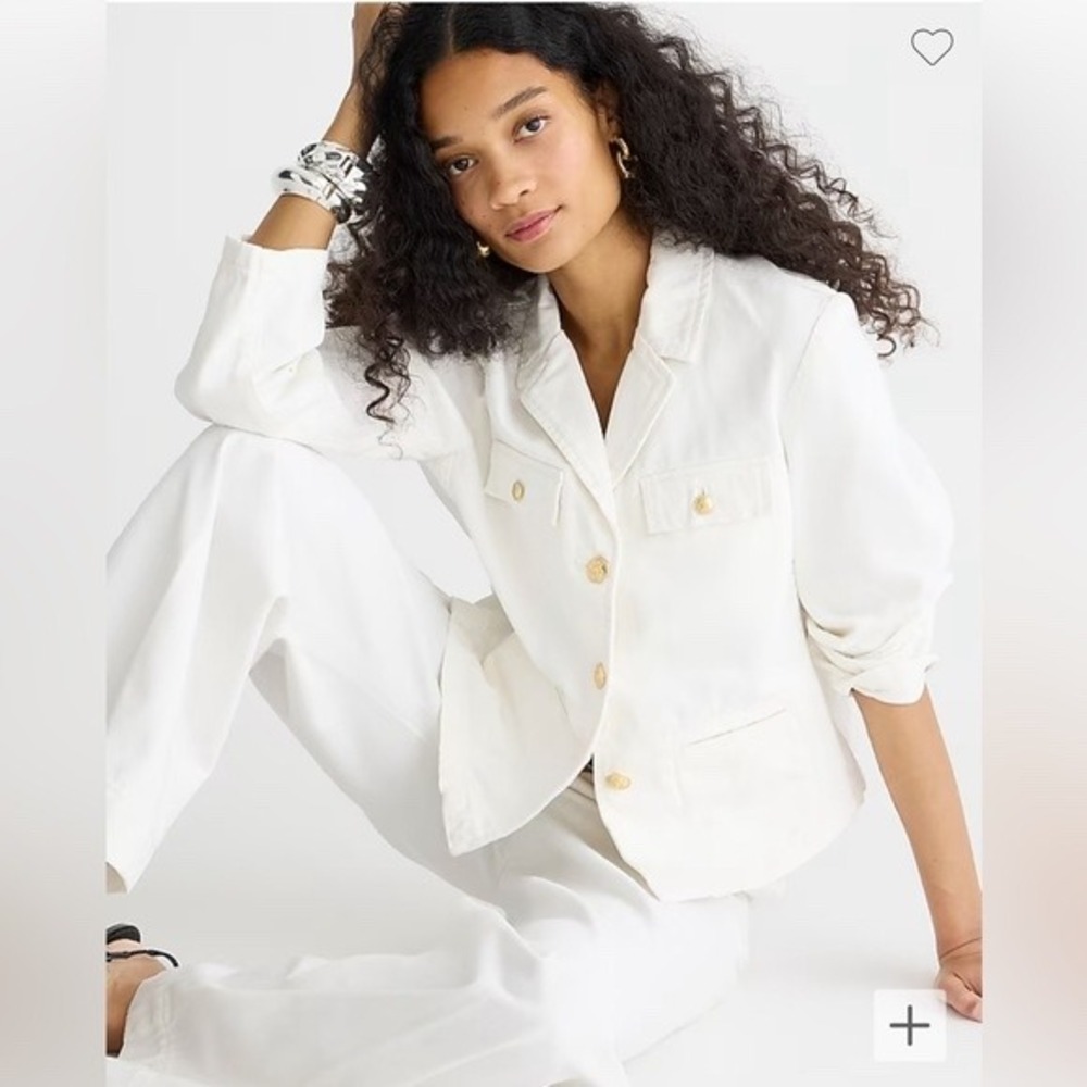 NEW J.Crew Denim Lady Jacket Women's 0 White Gold Crest Button BY815 Nautical